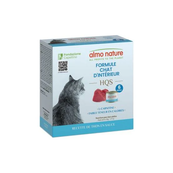 Almo Nature - Boîte de 6 Conserves au Thon en Sauce pour Chats d'Intérieur